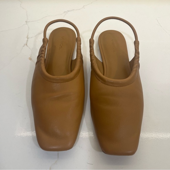 Vince Leather Slingback Square Flats - Picture 3 of 6